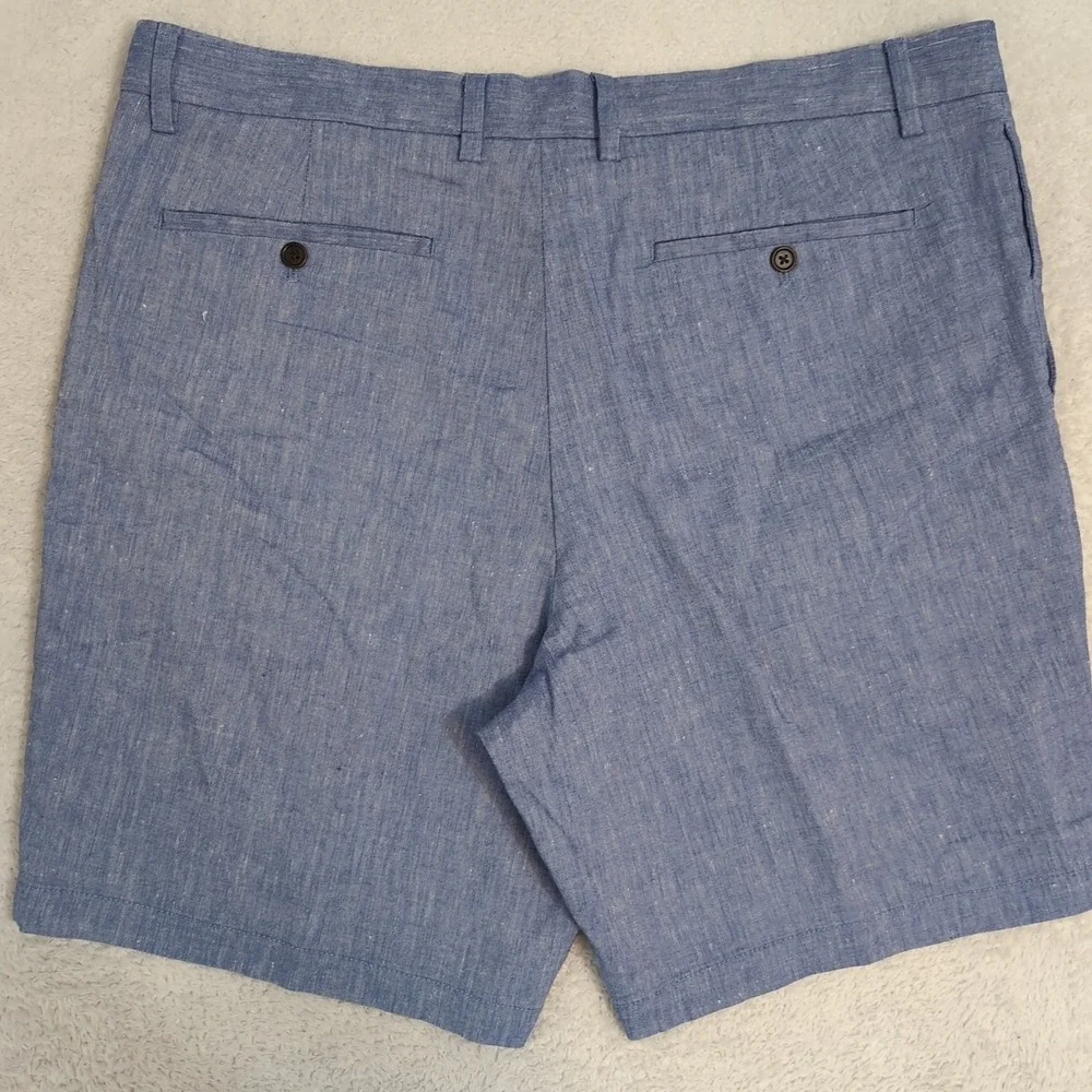 Banana Republic Aiden Shorts Mens 38 (Fits 40x10) Blue Linen Blend Chinos
